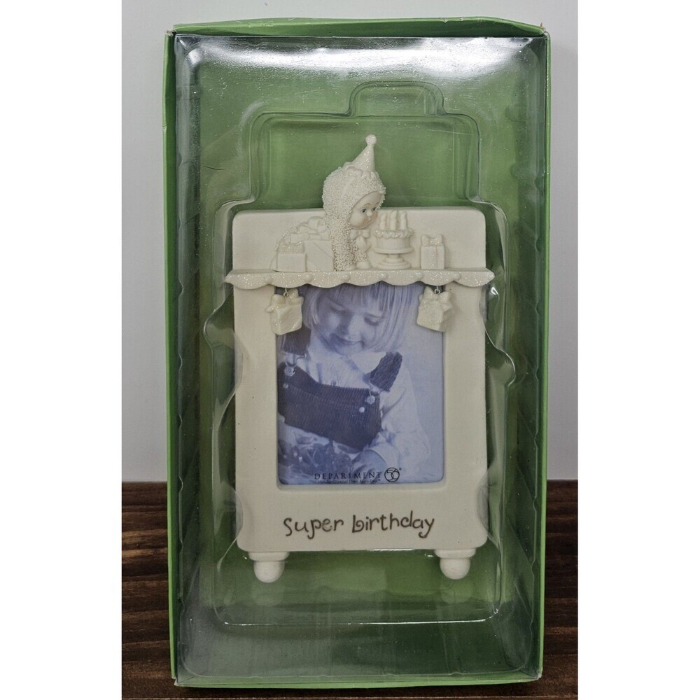 Vintage Department 56 Porcelain Snowbabies 4x6 Picture Frame Super Birthday 7"